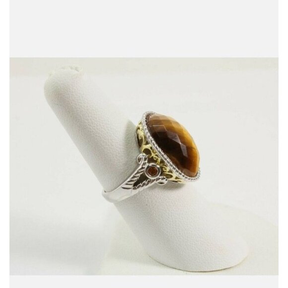 Sterling Silver Oval Faceted Tigers Eye Ring Size 7. - Picture 7 of 12